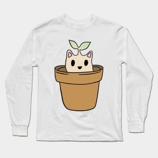 cute cat hiding in a plant pot Long Sleeve T-Shirt